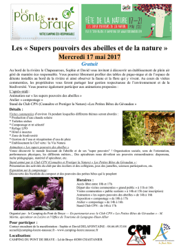 Les « Supers pouvoirs des abeilles et de la nature » Mercredi 17