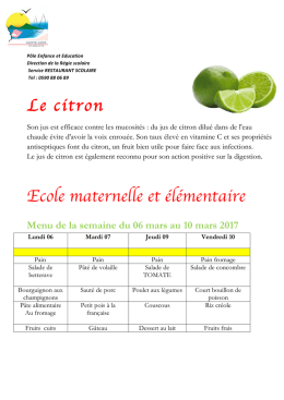 Le citron Ecole maternelle et élémentaire - Ville de Sainte-Anne