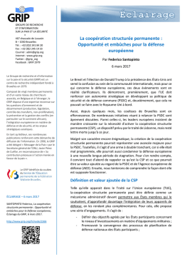 La coop&eacute;ration structur&eacute;e permanente : Opportunit&eacute; et