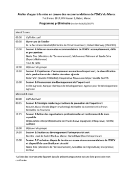 Atelier d`appui &agrave; la mise en &oelig;uvre des