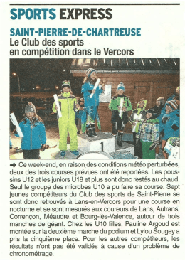 Le Club des sports en comp&eacute;tition dans le Vercors
