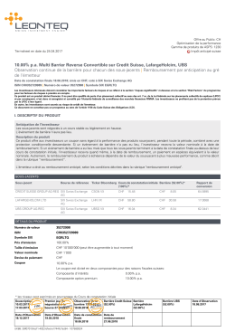 10.00% pa Multi Barrier Reverse Convertible sur Credit