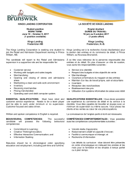 June 10 &ndash; October 9, 2017 (1 position available) Kings Landing