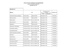 FACULTÉ DE SCIENCES ÉCONOMIQUES