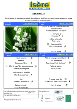 Menus de la cuisine mutualisée de L`Isle d
