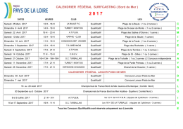 CALENDRIER F&Eacute;D&Eacute;RAL SURFCASTING ( Bord de Mer )