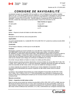Consigne de navigabilité CF-2016-23R1 Moteur