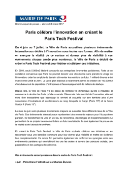 Paris célèbre l`innovation en créant le Paris Tech Festival