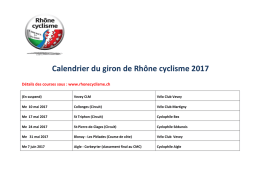 Calendrier du giron de Rh&ocirc;ne cyclisme 2017