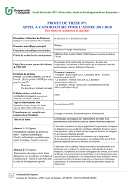 projet de these n&deg;1 appel a candidature pour l`annee 2017-2018