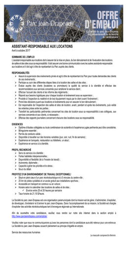assistant-responsable aux locations - Parc Jean
