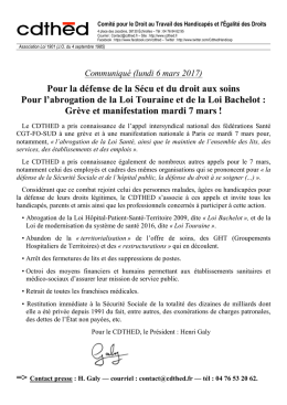 Pour la défense de la Sécu et du droit aux soins Pour l`abrogation