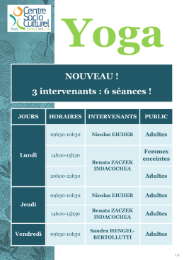 NOUVEAU ! 3 intervenants : 6 s&eacute;ances