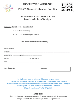 FICHE D`INSCRIPTION AU STAGE