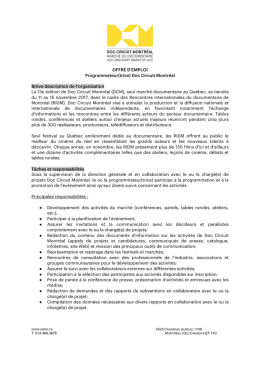 Programmateur(trice) Doc Circuit Montr&eacute;al