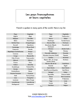 Les pays francophones et leurs capitales