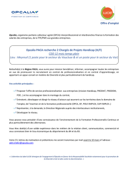 OPCALIA - Chargé(e) de projets handicap en CDD PACA