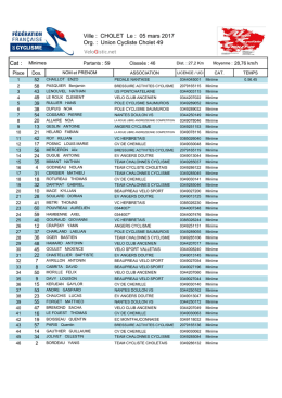 Classement - Union Cycliste Cholet 49