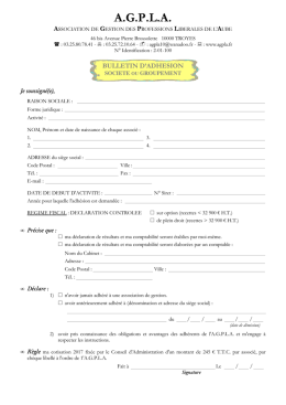 Formulaire d`adhésion société ou groupement