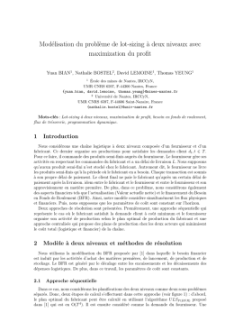 Modélisation du problème de lot-sizing à deux