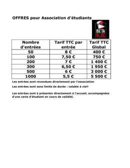 Vous avez tout ici : TARIFS - Beta-Bloc