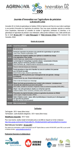 Journée d`innovation sur l`agriculture de précision