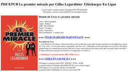 PDF/EPUB Le premier miracle T&eacute;l&eacute;charger - Gilles