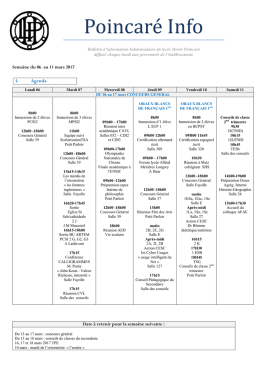 Agenda de la semaine - Lycée Henri Poincaré