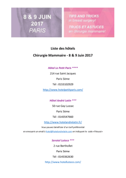 Liste des h&ocirc;tels