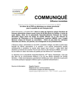 &Eacute;preuve unique d`&eacute;criture de fran&ccedil;ais de la 5e secondaire du MEES