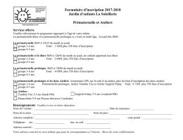 Formulaire d`inscription pour la prématernelle (3-5 ans)