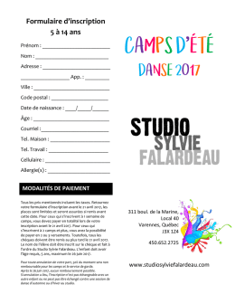 fiche camps d`été 2017 - Studio Sylvie Falardeau