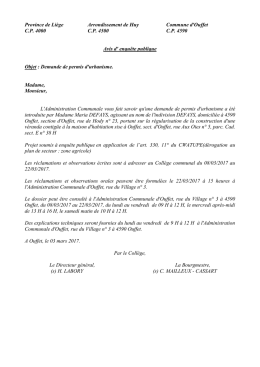 Province de Liège Arrondissement de Huy Commune d`Ouffet C.P.