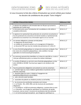 crit&egrave;res d`&eacute;valuation de candidatures