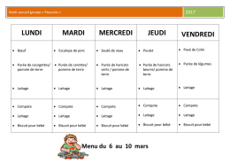 Menu du 6 au 10 mars