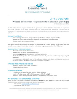OFFRE D`EMPLOI - Ville de Beauharnois