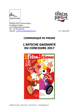 07.03.2017 Affiche gagnante du concours F&ecirc;tes de Bayonne 2017