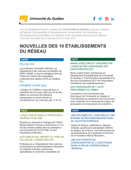 nouvelles des 10 établissements du réseau