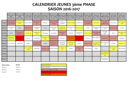 CALENDRIER JEUNES 3ème PHASE SAISON