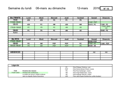 Planning de la semaine