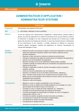 Administrateur d`application / administrateur syst&egrave;me