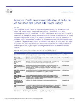 Annonce d`arr&ecirc;t de commercialisation et de fin de vie de Cisco 800