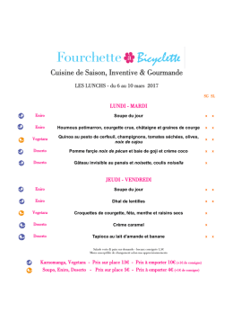 Menu de la semaine du 10 au 14 Mars