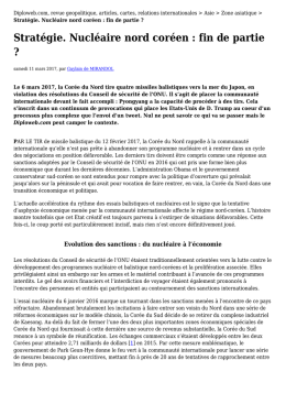 Strat&eacute;gie. Nucl&eacute;aire nord cor&eacute;en : fin de partie
