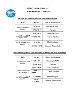 EPREUVES DNB BLANC 2017 Lundi 13 et