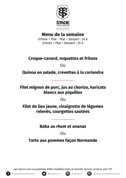 Menu de la semaine