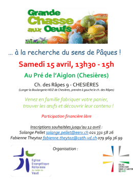 Samedi 15 avril, 13h30 - 15h Au Pré de l`Aiglon (Chesières)