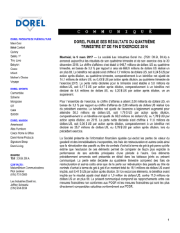 communiqu &eacute; - Dorel Industries