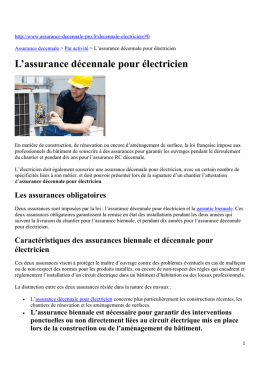 L`assurance décennale pour électricien