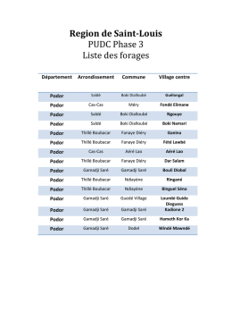 Region de Saint-Louis PUDC Phase 3 Liste des
